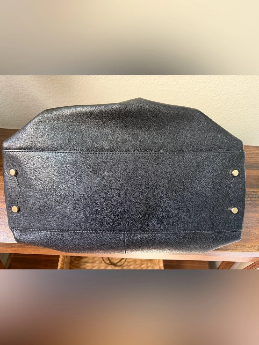 kate spade Black Leather Shoulder Bag with Gold Plate